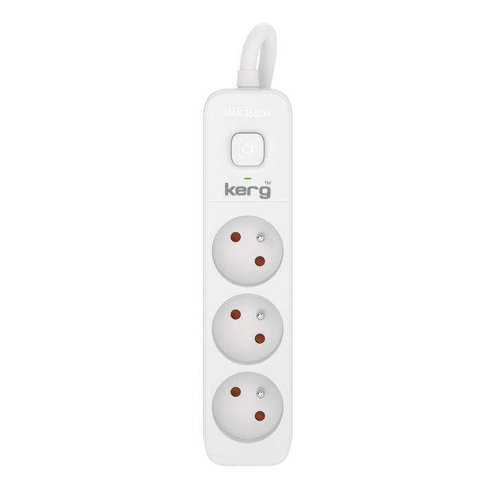 Prodlužovací kabel KERG s vypínačem 3 zásuvky bílo-šedý 3m 16A H05VV-F 3x1,5mm2