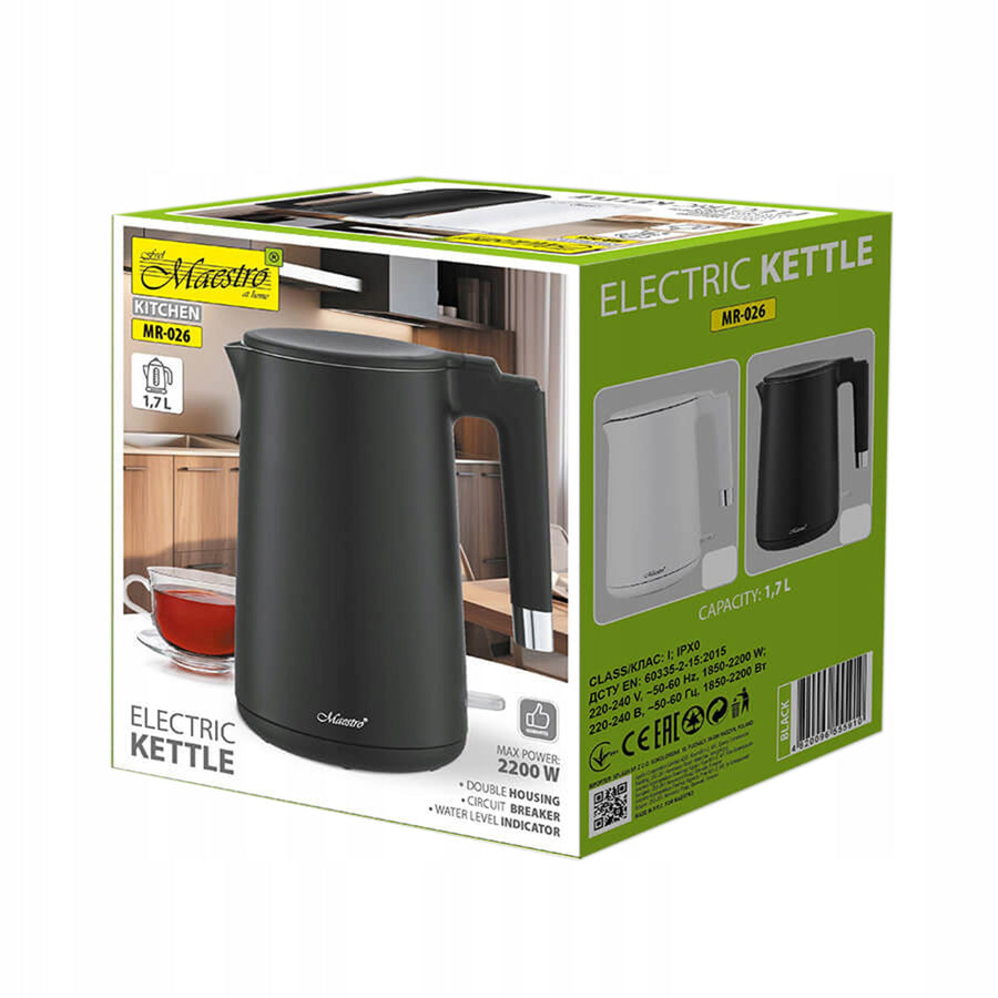 Rychlovarná konvice Maestro, 1800W, 1,7l, černá, MR-026