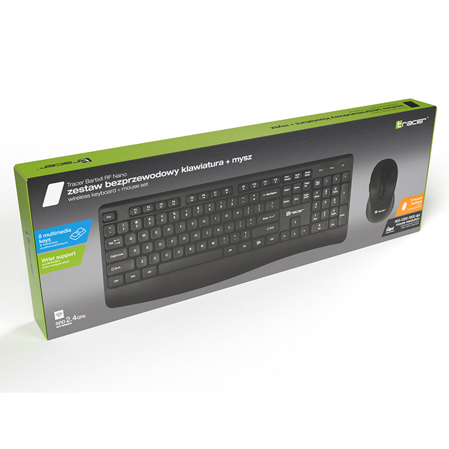 Set klávesnice a myši Tracer, bezdrátový, optický senzor, membránová klávesnice, BARTIX II RF NANO