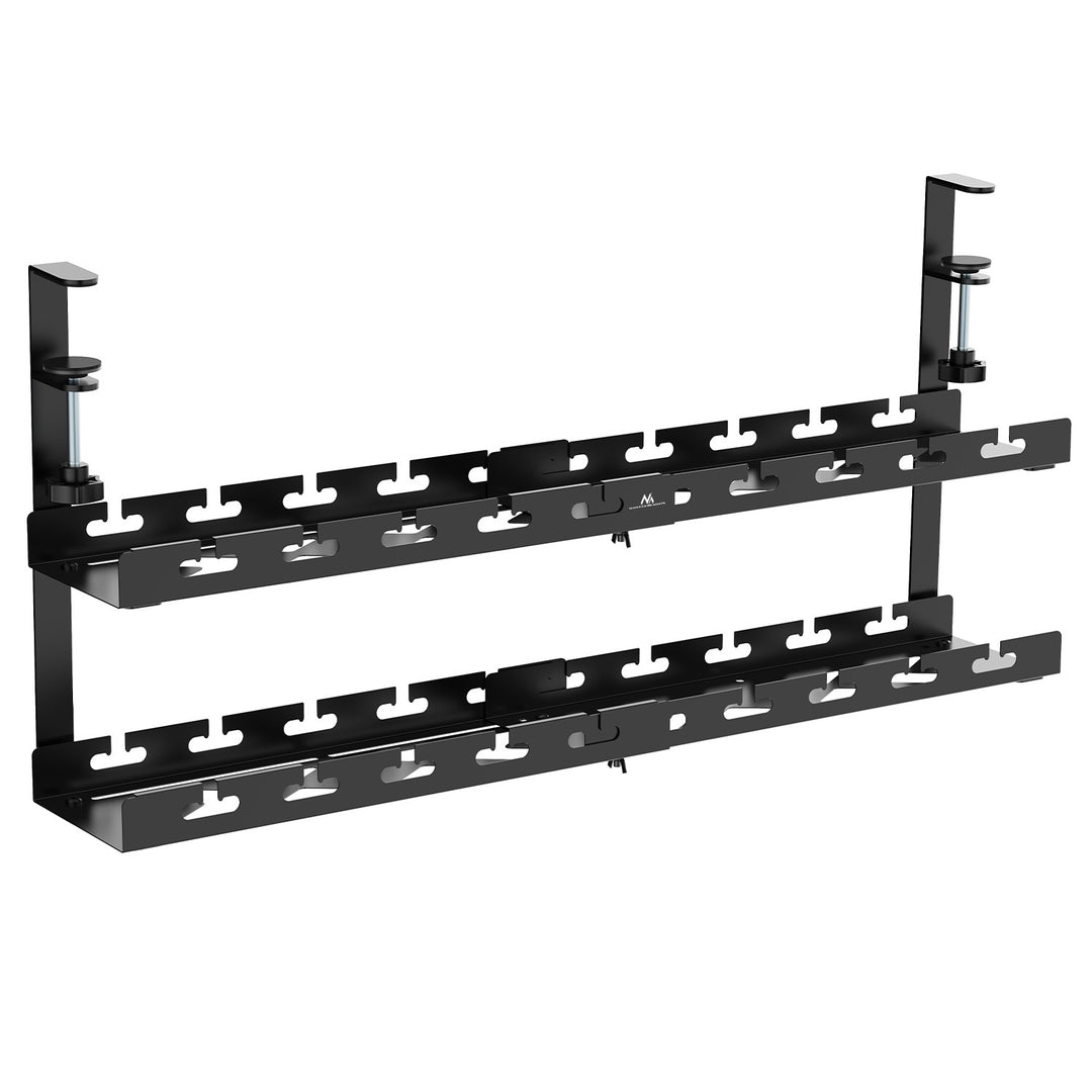 Organizér kabelů Maclean pod stůl, max. zatížení 5 kg, max. 728 mm, 2 úrovně, černý, MC-102 B