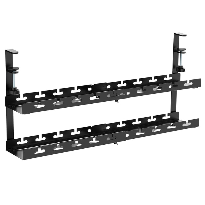 Organizér kabelů Maclean pod stůl, max. zatížení 5 kg, max. 728 mm, 2 úrovně, černý, MC-102 B