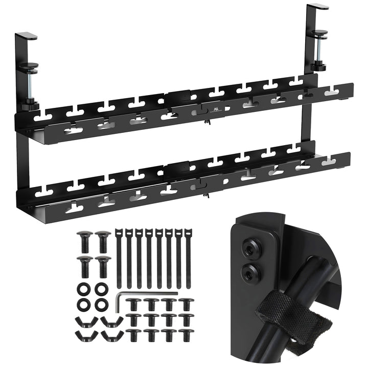 Organizér kabelů Maclean pod stůl, max. zatížení 5 kg, max. 728 mm, 2 úrovně, černý, MC-102 B