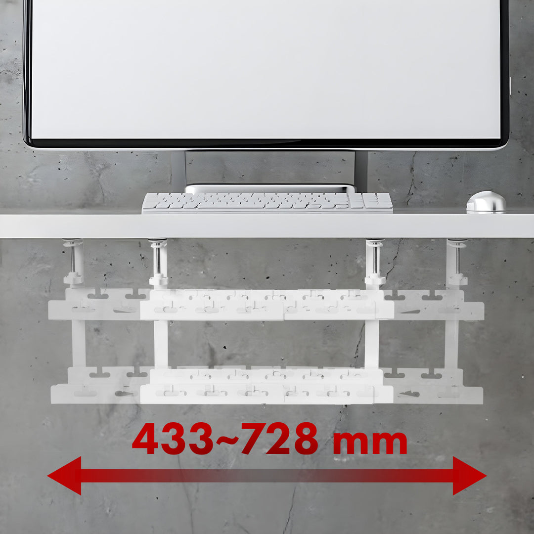 Organizér kabelů Maclean pod stůl, max. zatížení 5 kg, max. 728 mm, 2 úrovně, bílá, MC-102 W
