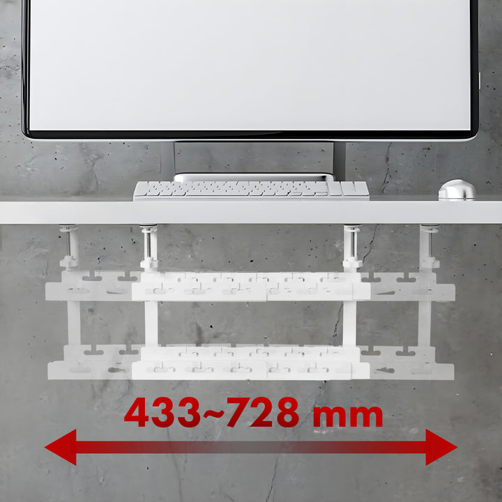 Organizér kabelů Maclean pod stůl, max. zatížení 5 kg, max. 728 mm, 2 úrovně, bílá, MC-102 W