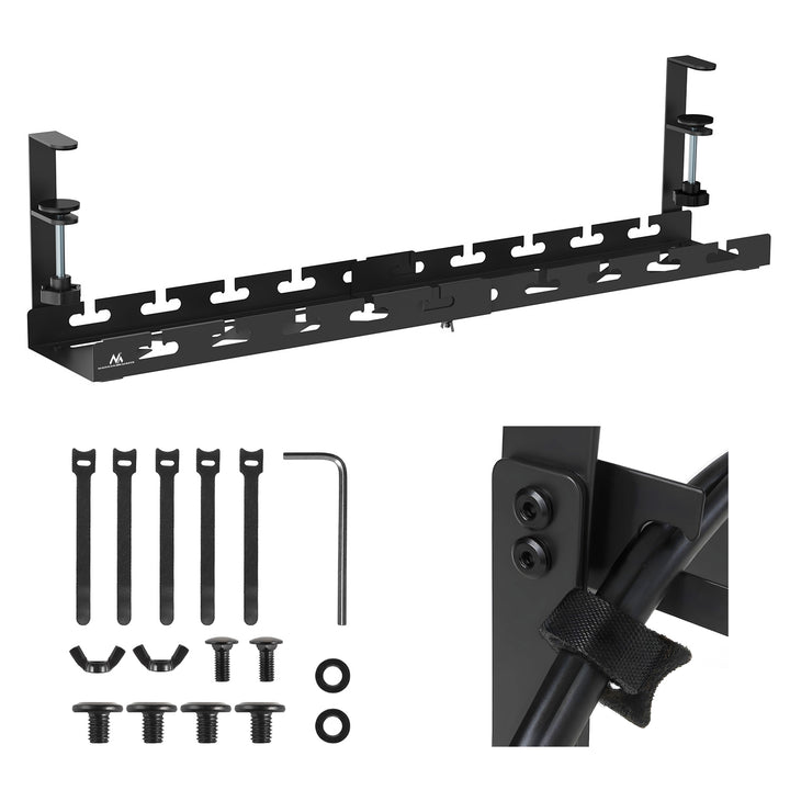 Organizér kabelů Maclean pod stůl, max. zatížení 5 kg, max. 728 mm, černý, MC-103 B