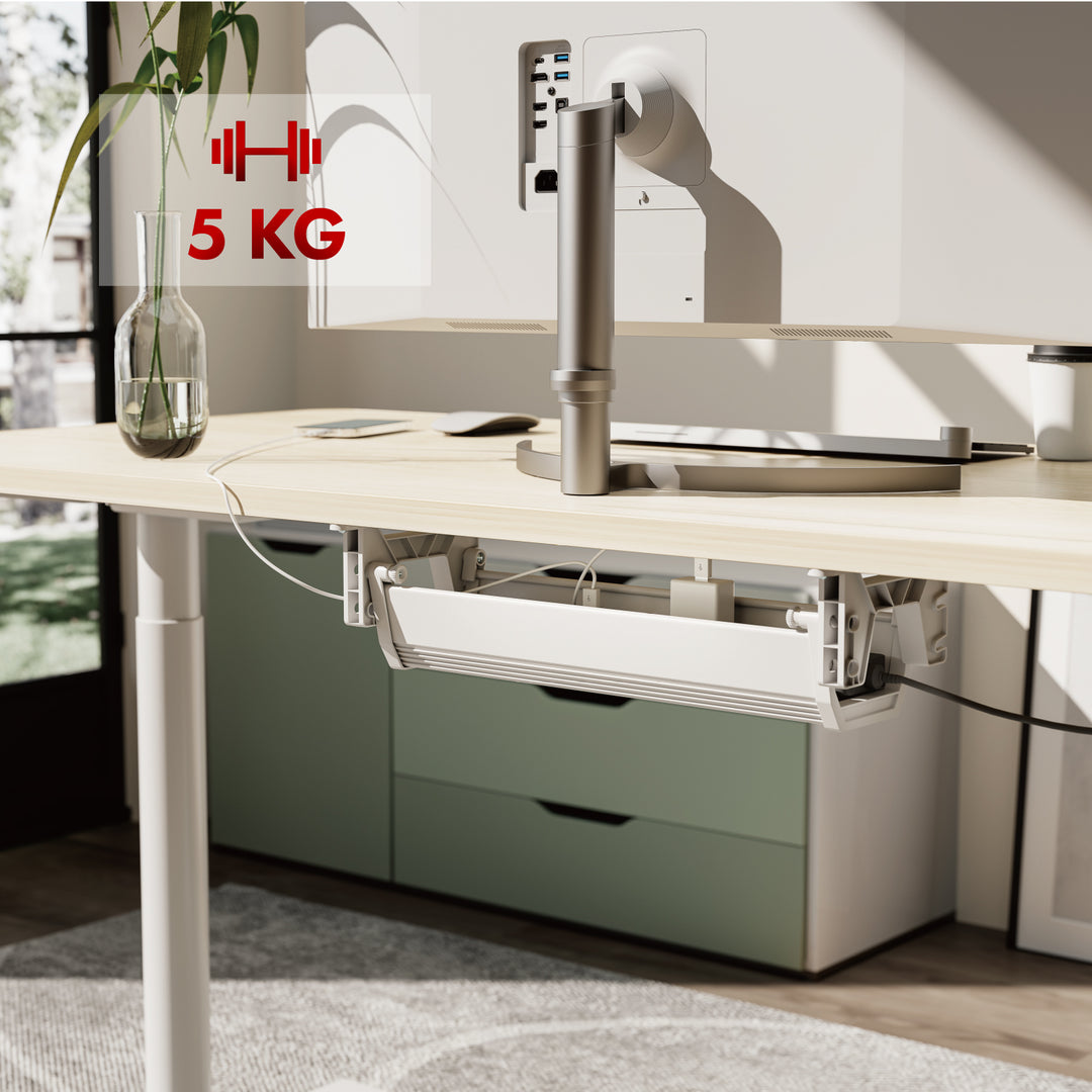 Organizér kabelů/nástavců Maclean pod stůl, max. zatížení 5 kg, bílý, MC-106 W