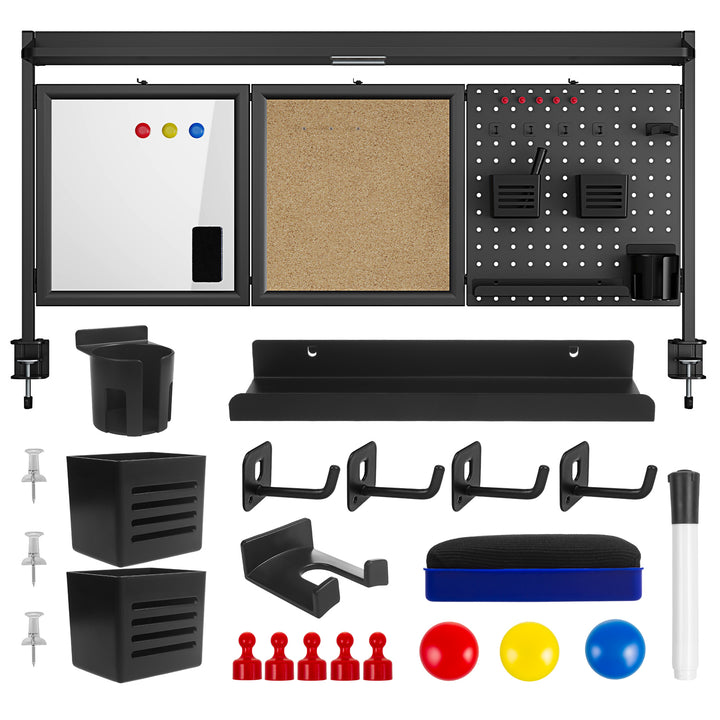 Dělící stůl / organizér Ergo Office, max. zatížení 10 kg, bílá a korková deska, šířka 1250 mm, černý,ER-300 B