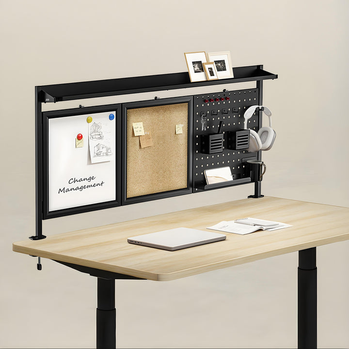 Dělící stůl / organizér Ergo Office, max. zatížení 10 kg, bílá a korková deska, šířka 1250 mm, černý,ER-300 B