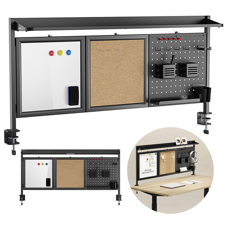 Dělící stůl / organizér Ergo Office, max. zatížení 10 kg, bílá a korková deska, šířka 1250 mm, černý,ER-300 B