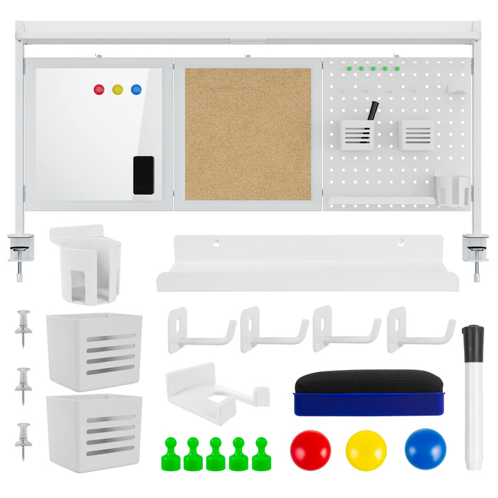Dělící stůl / organizér Ergo Office, max. zatížení 10 kg, bílý a korková deska, šířka 1250 mm, bílý, ER-300 W