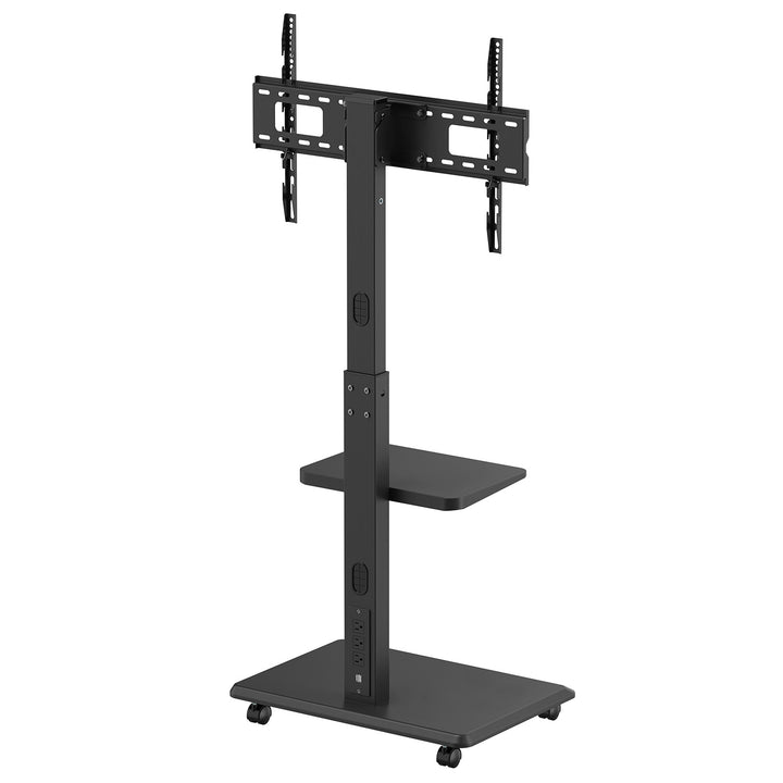 TV stojan / vozík Ergo-Office, max. zatížení 50 kg / 5 kg police, max. VESA 600x400, vestavěná napájecí lišta, černá, ER-304 B