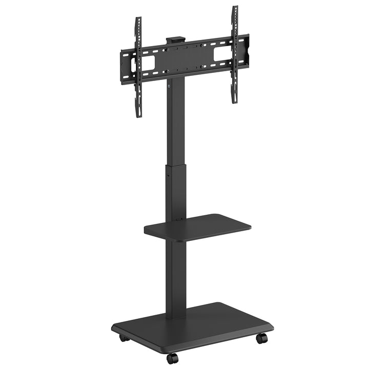 TV stojan / vozík Ergo-Office, max. zatížení 50 kg / 5 kg police, max. VESA 600x400, vestavěná napájecí lišta, černá, ER-304 B