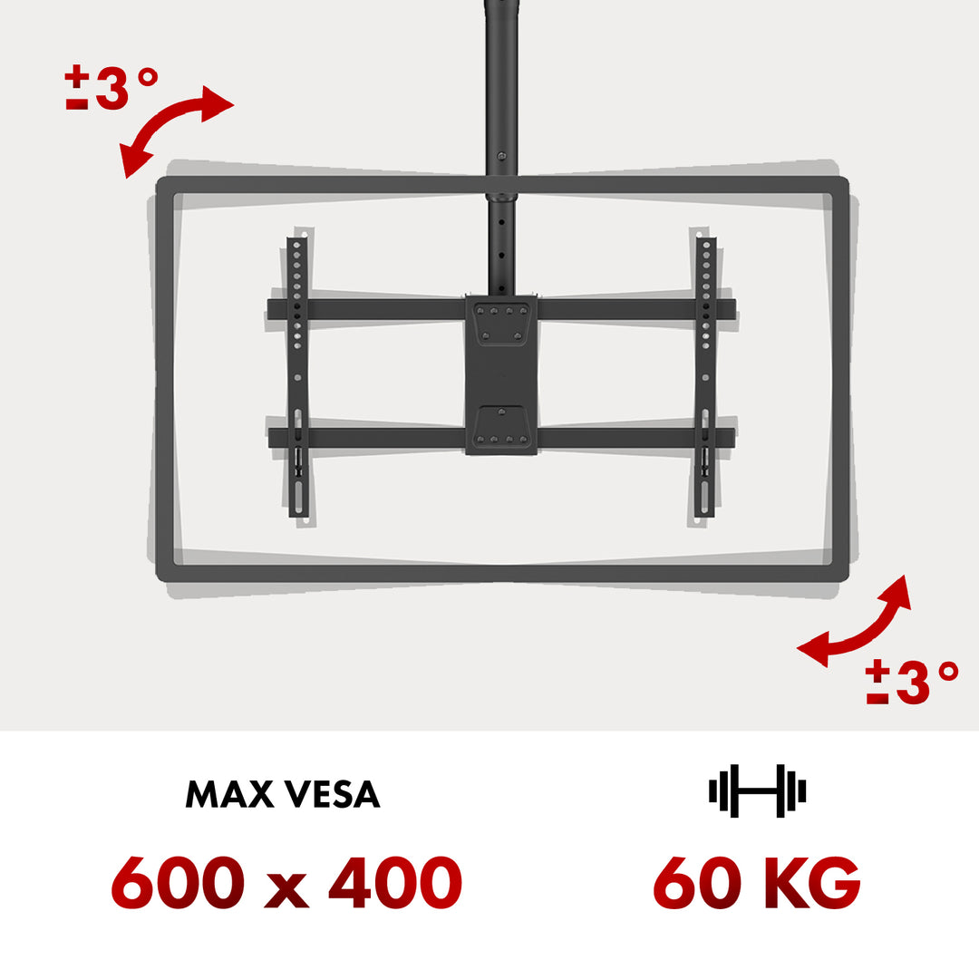 Stropní držák pro televizory Maclean, max. zatížení 60 kg, 43-86", max. VESA 600x400, MC-112 B