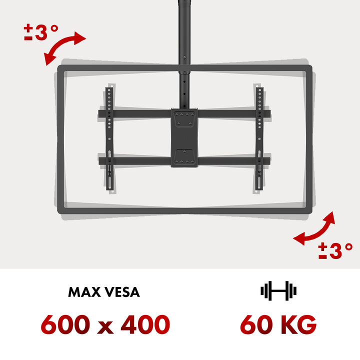 Stropní držák pro televizory Maclean, max. zatížení 60 kg, 43-86", max. VESA 600x400, MC-112 B