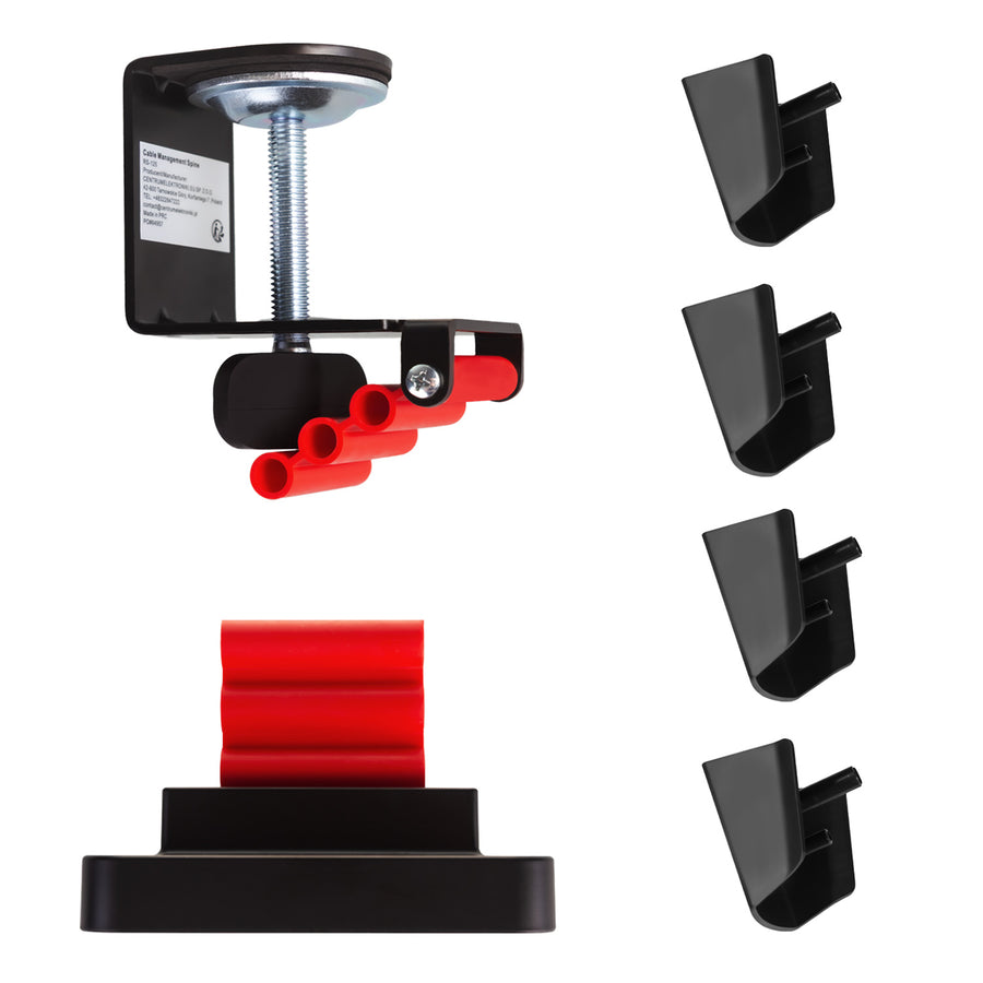 Stolní organizér kabelů Nano RS / mřížka na kabely, 1345 mm, černá a červená, RS125