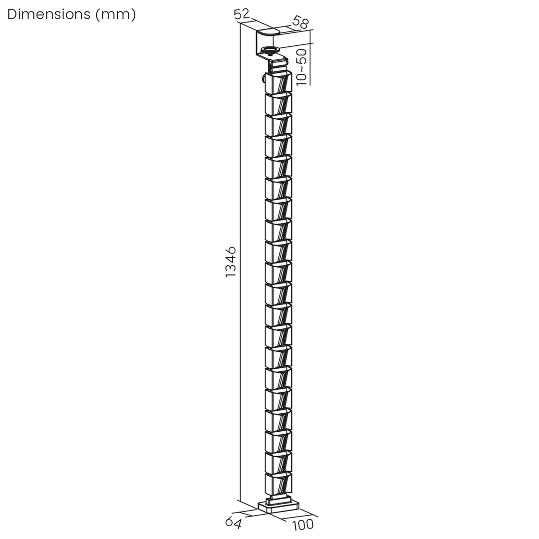 Stolní organizér kabelů Nano RS / mřížka na kabely, 1345 mm, černá a červená, RS125