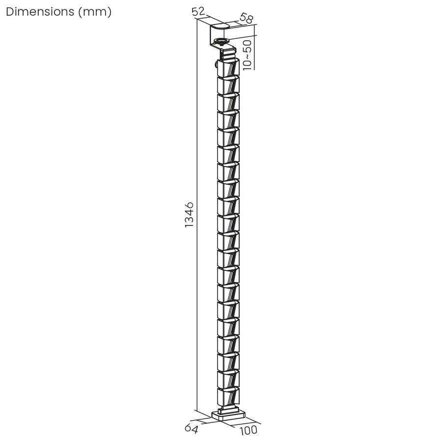 Stolní organizér kabelů Nano RS / mřížka na kabely, 1345 mm, černá a červená, RS125