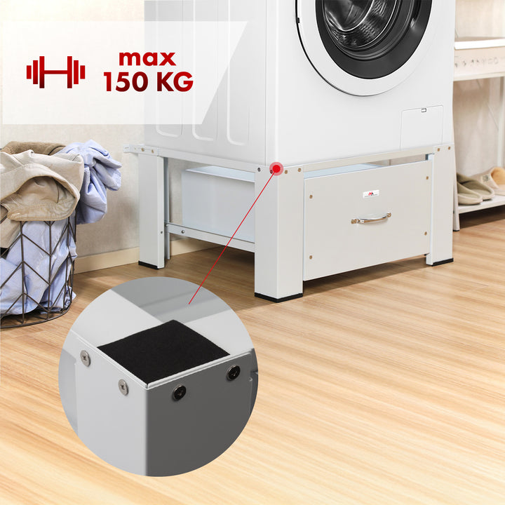 Podstavec pro pračku / sušičku se zásuvkou Maclean, max. náplň 150 kg, bílý, MC-117 W