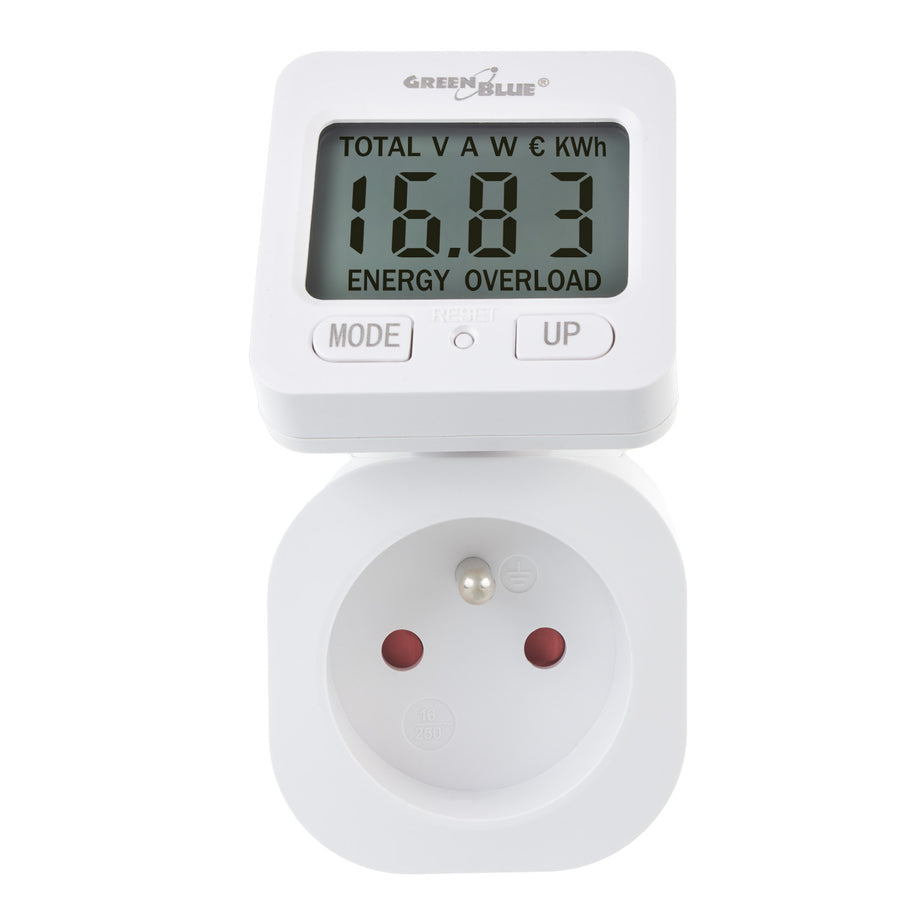 GreenBlue elektroměr, wattmetr, 16A, max. 3680W, dílčí paměť, GB615 E, 2 kusy