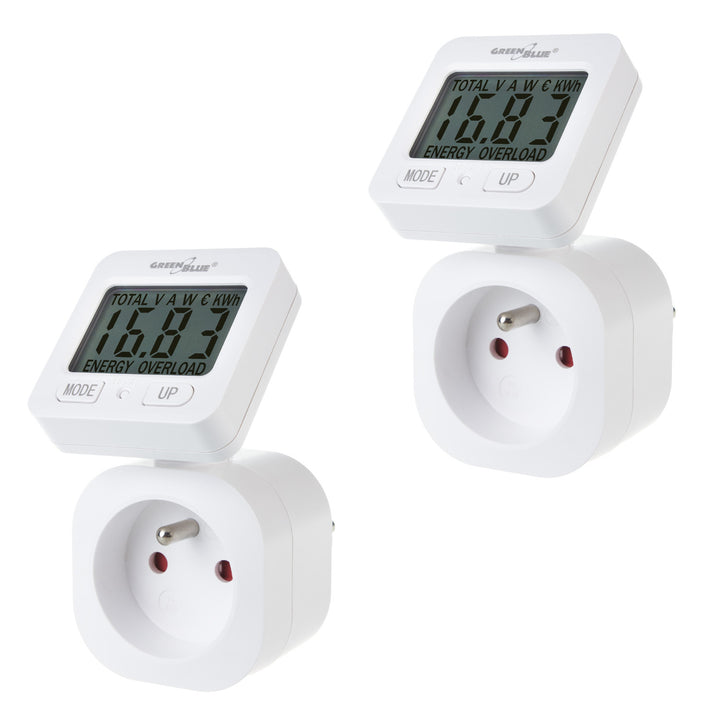 GreenBlue elektroměr, wattmetr, 16A, max. 3680W, dílčí paměť, GB615 E, 2 kusy