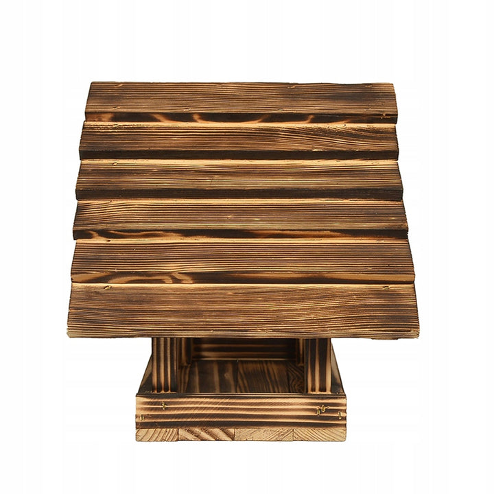 Dřevěné opálené krmítko pro ptáky na zahradu XXL 30x25 cm