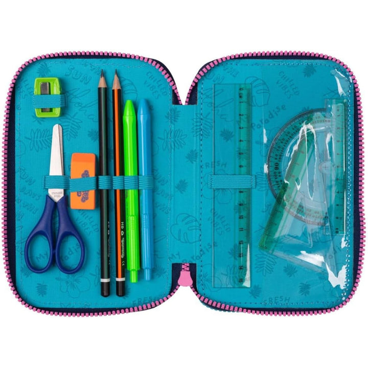 Tříkomorový penál CoolPack s příslušenstvím JUMPER 3 STITCH