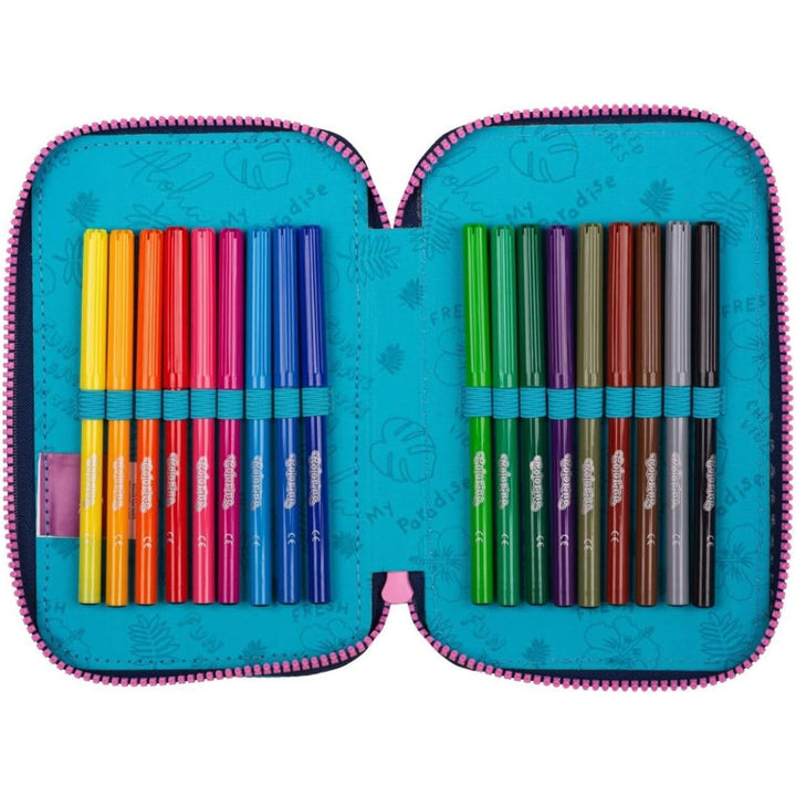 Tříkomorový penál CoolPack s příslušenstvím JUMPER 3 STITCH