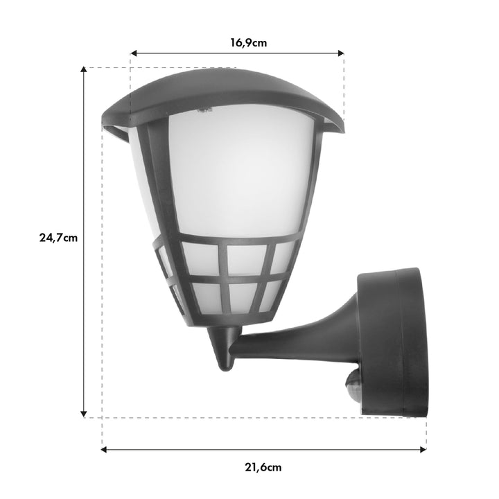 Nástěnné svítidlo 1xE27 s čidlem Maclean, infračervené čidlo, max. zátěž 60W, IP65, barva šedá, MCE518 GR + LED žárovka E27, 6W 230V Maclean Energy MCE267 WW teplá bílá 3000Klm 720lm retro edison dekorativní