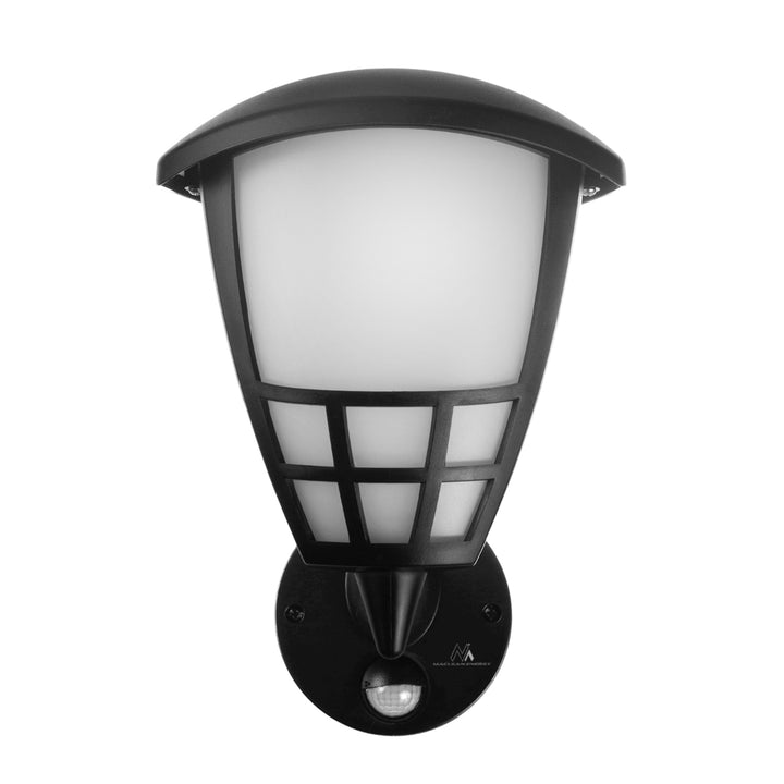 Nástěnné svítidlo 1xE27 s čidlem Maclean, infračervené čidlo, max. zátěž 60W, IP65, černé, MCE518 B + LED žárovka E27, 8W 230V Maclean Energy MCE268 WW teplá bílá 3000K 1055lm retro edison dekorativní