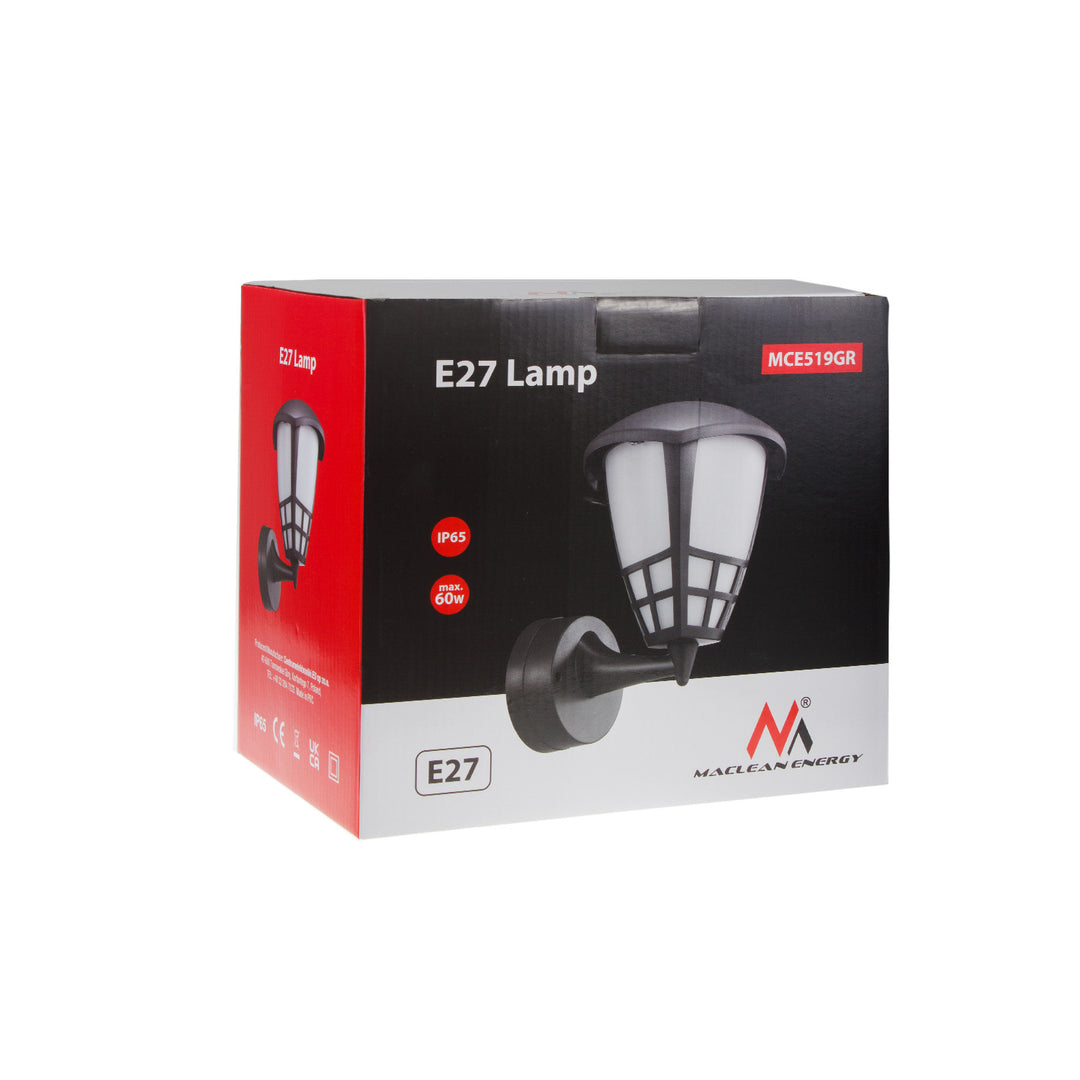 Nástěnné svítidlo 1xE27 Maclean, max. zátěž 60W, IP65, barva šedá, MCE519 GR + LED žárovka E27, 6W 230V Maclean Energy MCE267 WW teplá bílá 3000K 720lm retro edison dekorativní