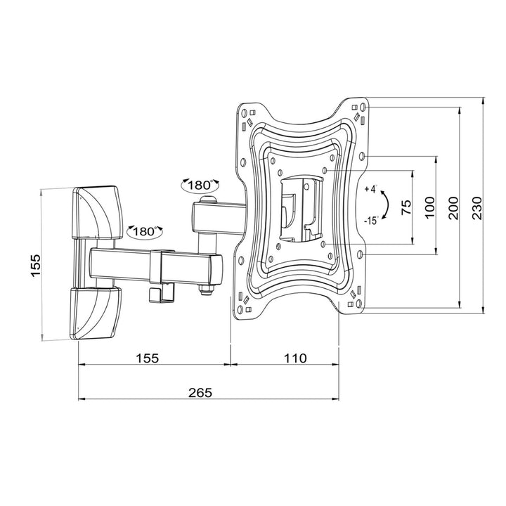 ART držák na TV, 10-42'', 15 kg, černý, VESA 200x200, AR-83