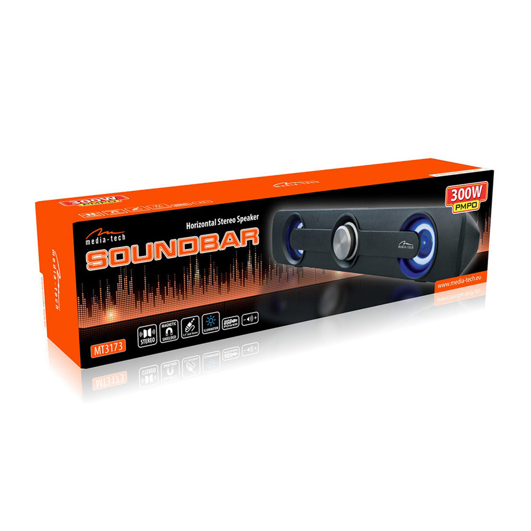 Horizontální stereofonní reproduktor soundbar, PMPO 300 W, RMS 5 W Media-Tech MT3173