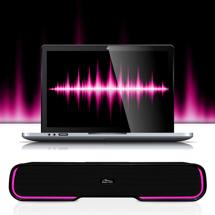Přenosný reproduktor Bluetooth soundbar, vícebarevné podsvícení RGB, RMS 10 W, PMPO 450 W, FM rádio, MP3. AUX, vestavěná dobíjecí baterie, Media-Tech PHANTOM BT.