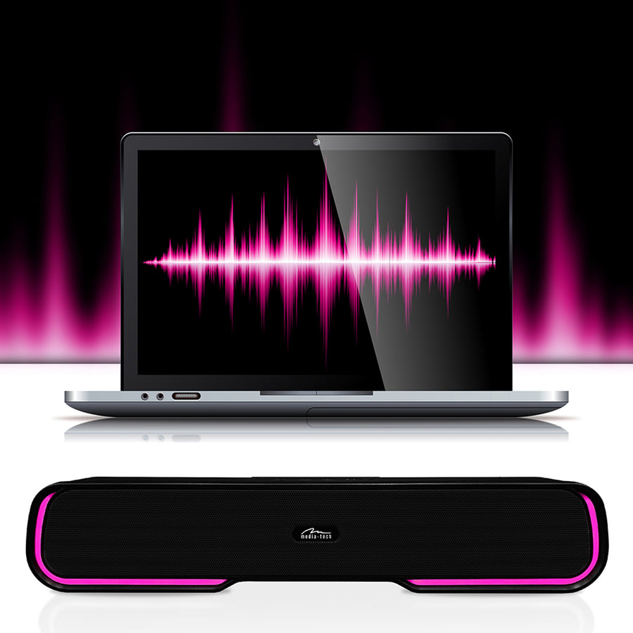 Přenosný reproduktor Bluetooth soundbar, vícebarevné podsvícení RGB, RMS 10 W, PMPO 450 W, FM rádio, MP3. AUX, vestavěná dobíjecí baterie, Media-Tech PHANTOM BT.