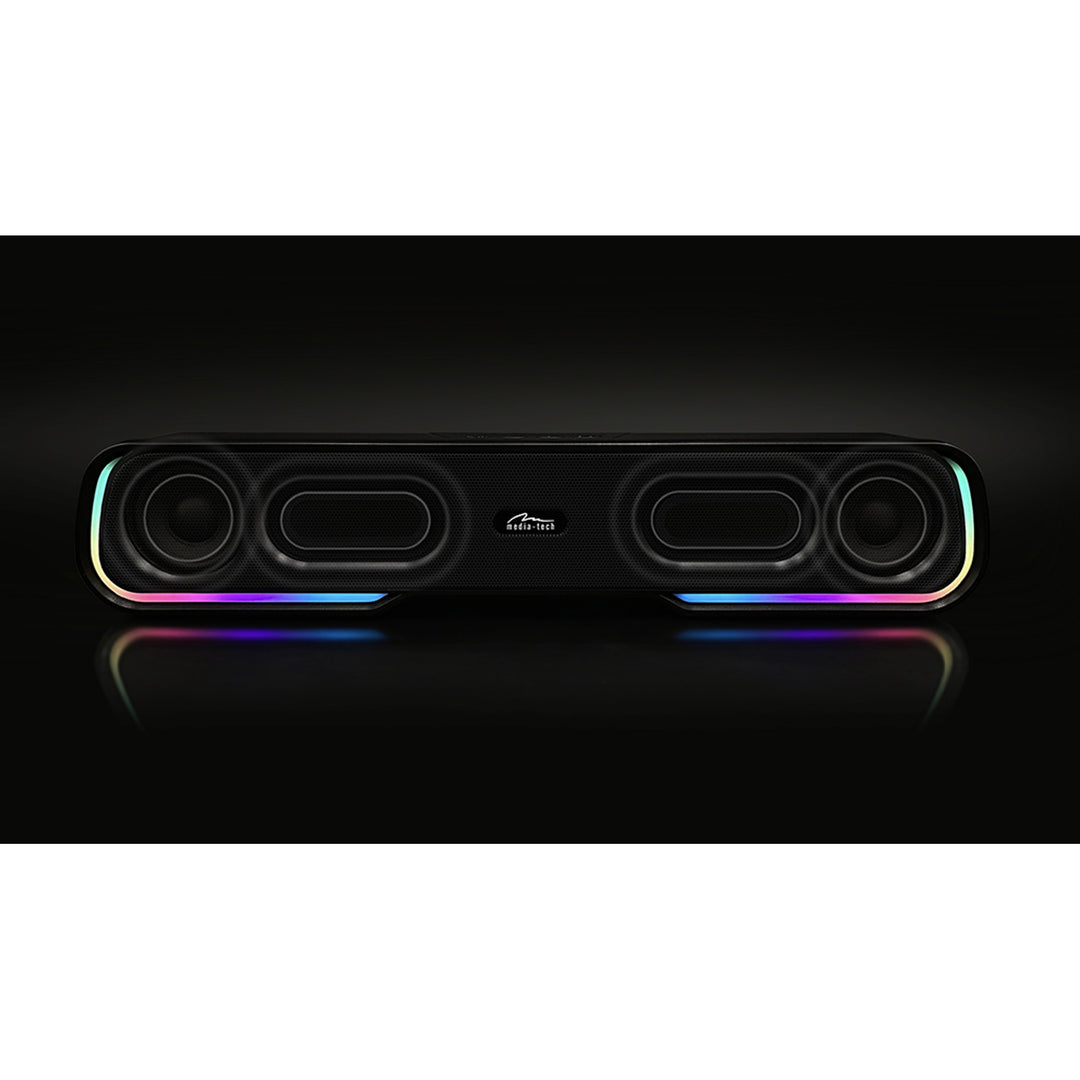 Přenosný reproduktor Bluetooth soundbar, vícebarevné podsvícení RGB, RMS 10 W, PMPO 450 W, FM rádio, MP3. AUX, vestavěná dobíjecí baterie, Media-Tech PHANTOM BT.