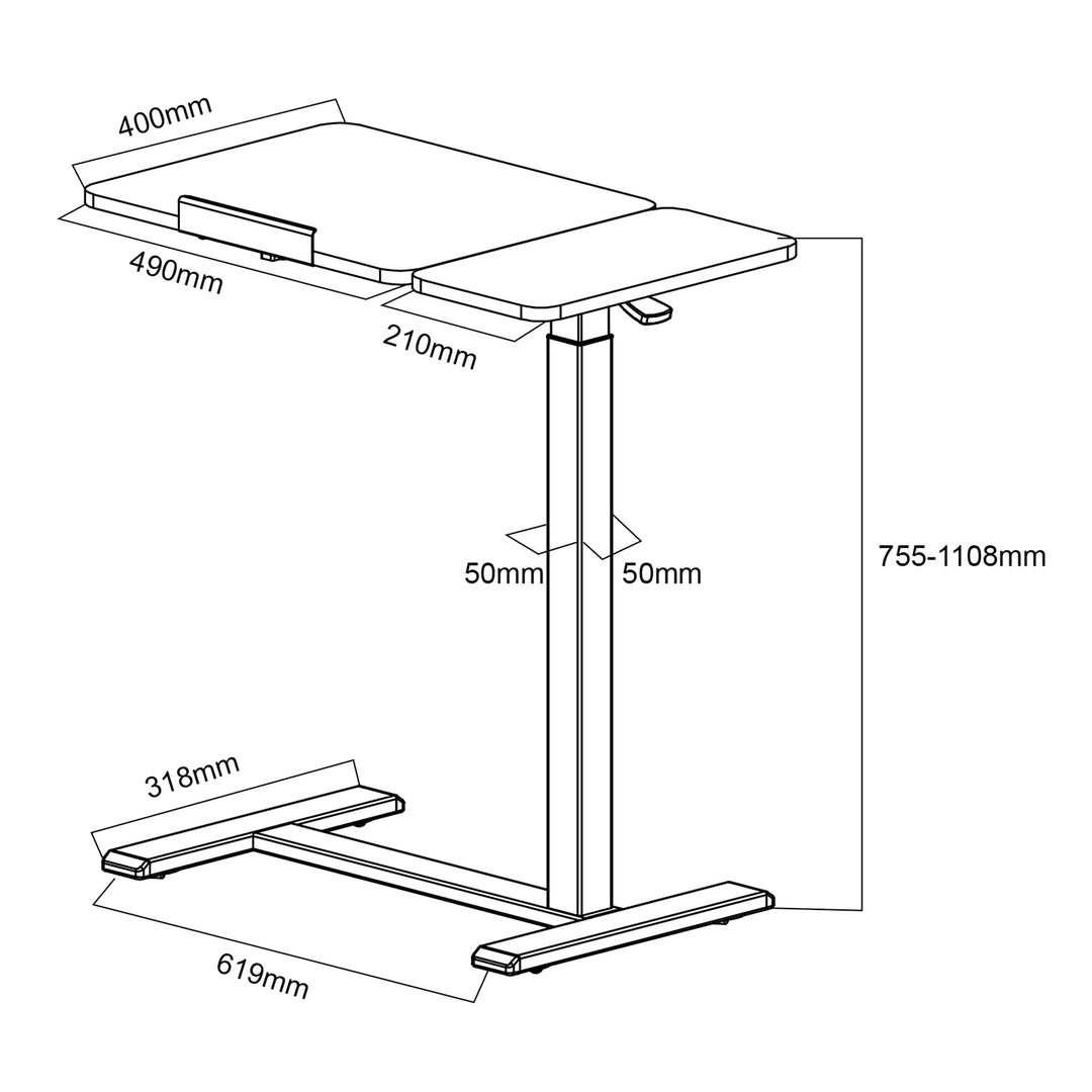 Mobilní stojan na stůl/notebook Maclean, černý, výškově nastavitelný 76-109 cm, max. 30 kg , MC-120 B