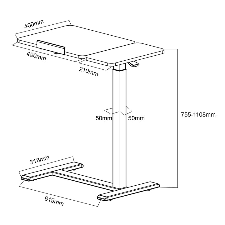 Mobilní stojan na stůl/notebook Maclean, černý, výškově nastavitelný 76-109 cm, max. 30 kg , MC-120 B