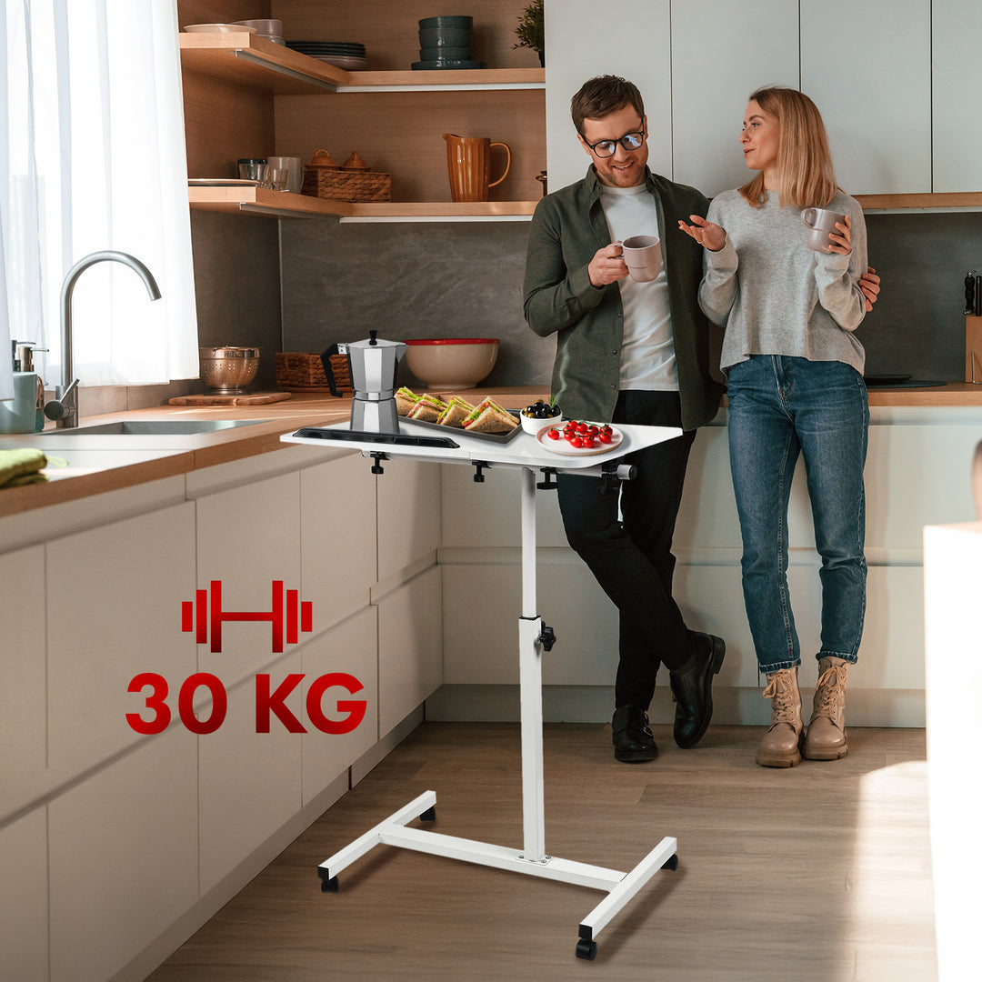 Mobilní stojan na psací stůl/notebook Maclean, bílý, výškově nastavitelný 59-89 cm, max. 30 kg , MC-121 W