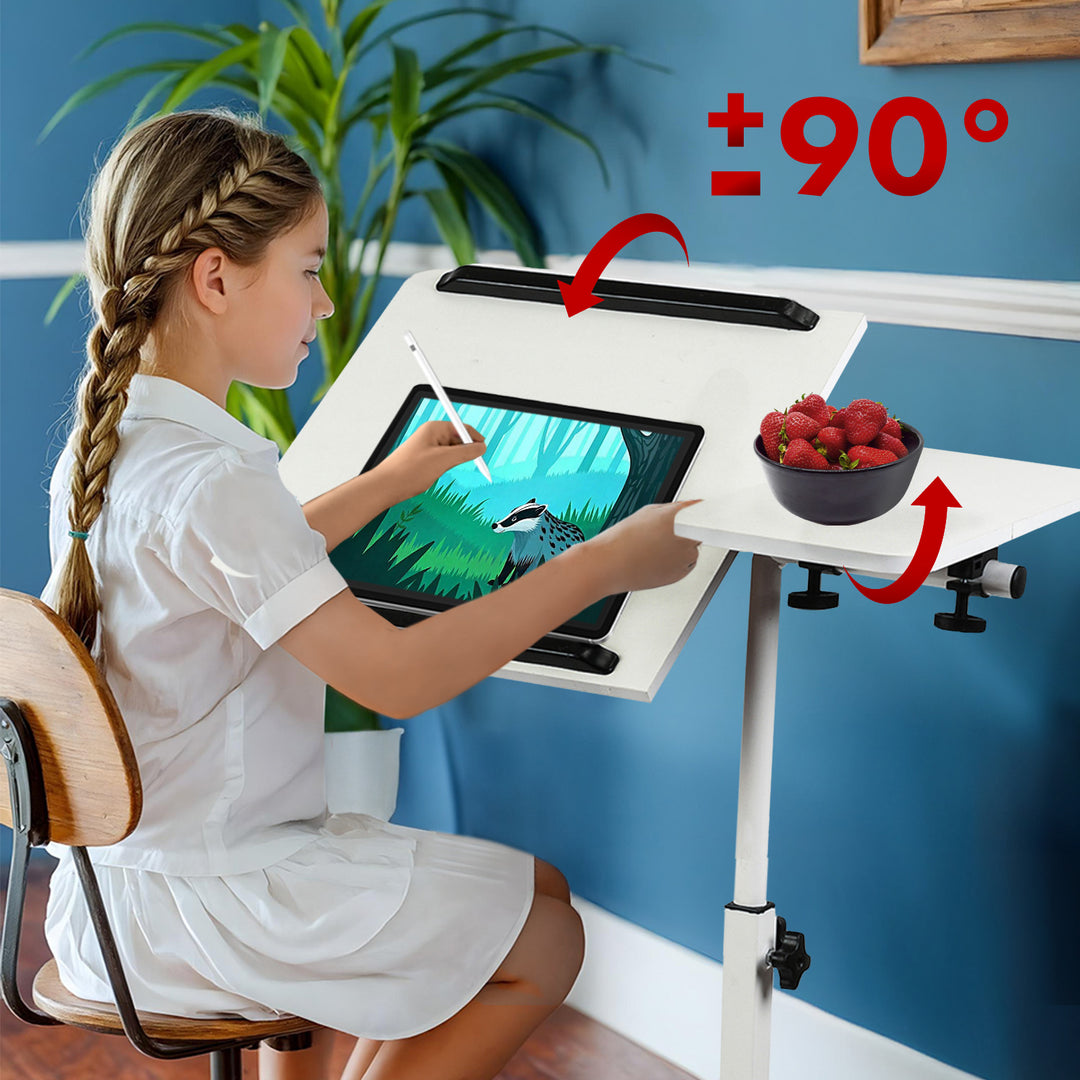 Mobilní stojan na psací stůl/notebook Maclean, bílý, výškově nastavitelný 59-89 cm, max. 30 kg , MC-121 W
