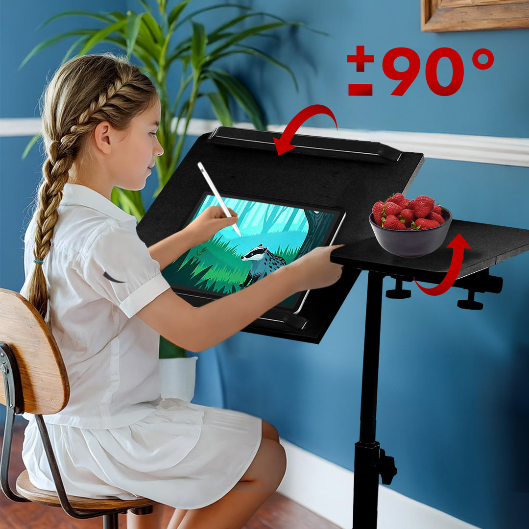 Mobilní stojan na psací stůl/notebook Maclean, černý, výškově nastavitelný 59-89 cm, max. 30 kg , MC-121 B