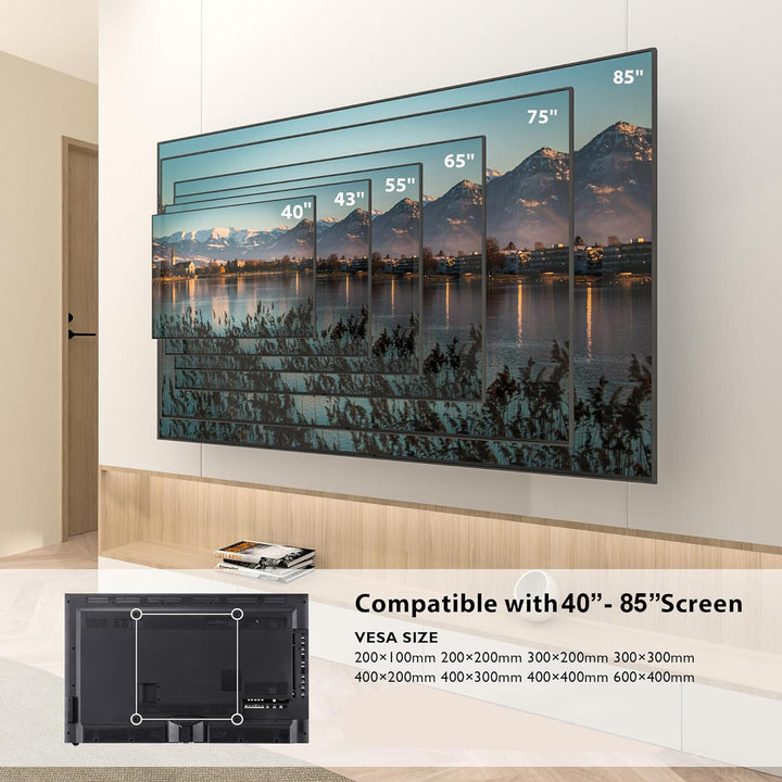 Ultraplochý nástěnný držák Maclean pro TV, 40-85", max. VESA 600x400, nosnost do 80 kg, MC-123