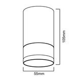 Povrchové svítidlo Maclean, bodové, kulaté, hliníkové, GU10, 55x130mm, černé, MCE361 B + LED žárovka GU10 7W Maclean Energy MCE437 WW teplá bílá 3000K, 220-240V~, 50/60Hz, 490 lm