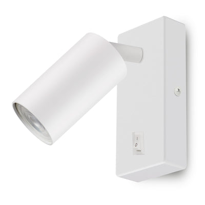 Nástěnné svítidlo Maclean, bodové, kulaté, GU10, s vypínačem 55x90mm, bílé, MCE369 W+LED žárovka GU10 7W Maclean Energy MCE437 WW teplá bílá 3000K, 220-240V~, 50/60Hz, 490lm