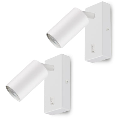 Nástěnné svítidlo Maclean, bodové, kulaté, GU10, s vypínačem 55x90mm, bílé, MCE369 W 2ks+ LED žárovka GU10 7W Maclean Energy MCE437 WW teplá bílá 3000K, 220-240V~, 50/60Hz, 2ks