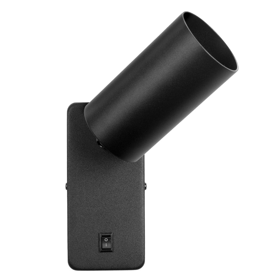 Nástěnné svítidlo Maclean, bodové, kulaté, GU10, s vypínačem 55x90mm, černá barva, MCE369 B+ LED žárovka GU10 7W Maclean Energy MCE437 WW teplá bílá 3000K, 220-240V~, 50/60Hz, 490 lumenů