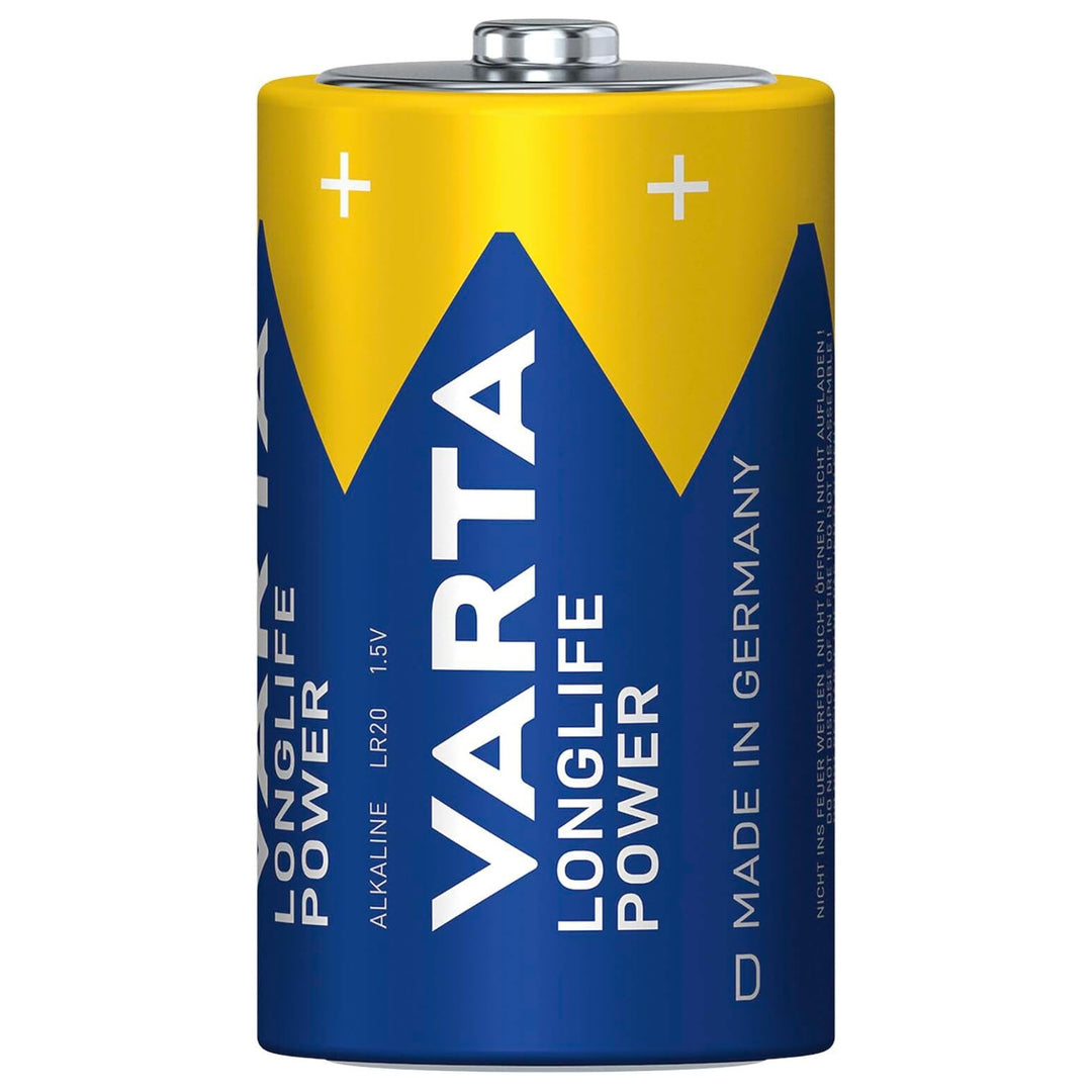 VARTA Longlife Power, 2 alkalické baterie, velikost D / R20, 1,5 V