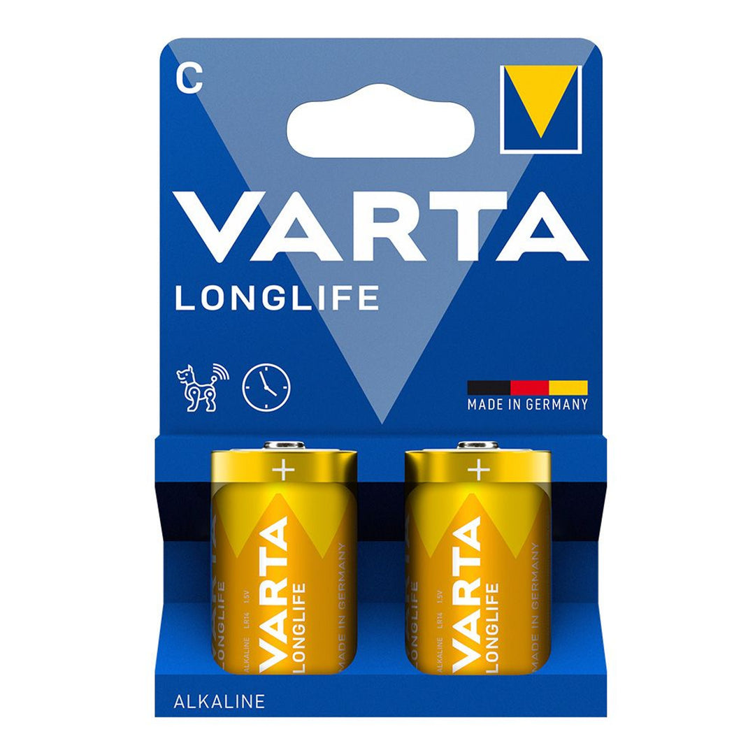 2 ks alkalické baterie 1,5 V LR14 C Varta Longlife v blistru