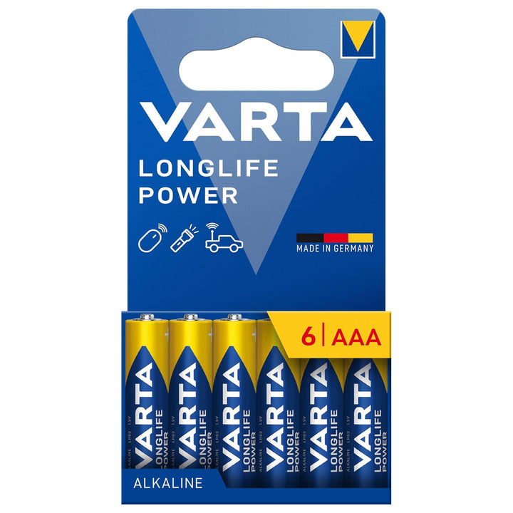 VARTA Longlife Power, 6 alkalických baterií AAA, LR03, 1,5 V