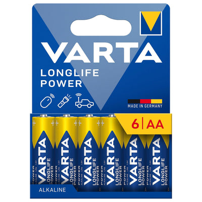 VARTA Longlife Power, 6 alkalických baterií AA, LR06, 1,5 V