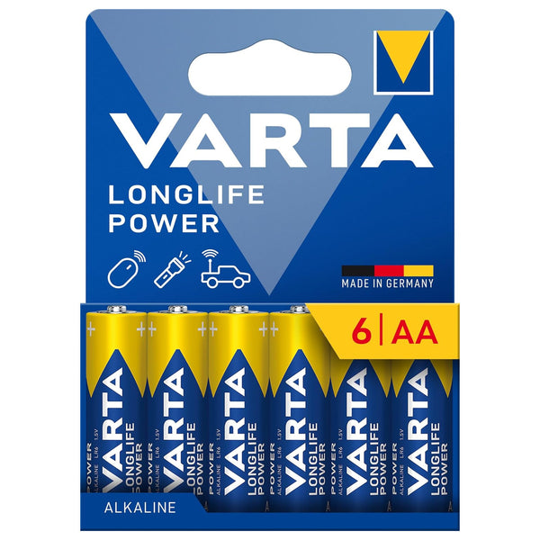 VARTA Longlife Power, 6 alkalických baterií AA, LR06, 1,5 V